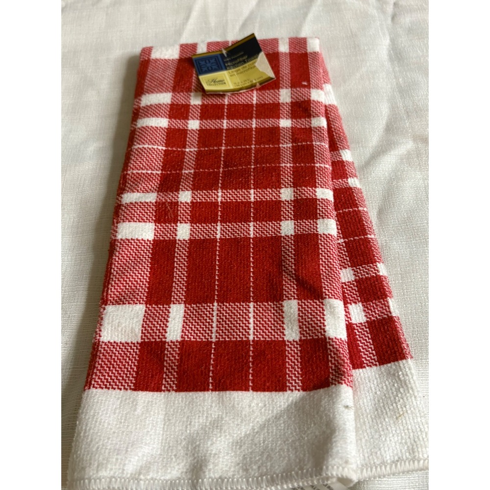 Home Collection Red White Plaid Microfiber Kitchen Towel 15x25 New